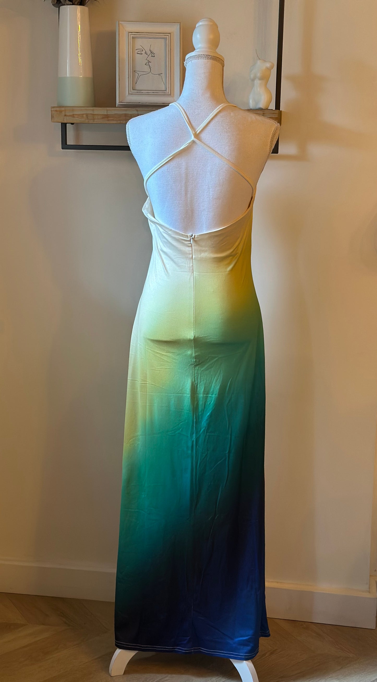 Robe longue dégradé multicolore dos nu T.36