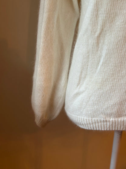 Pull écru dentelle col victorien angora T.40