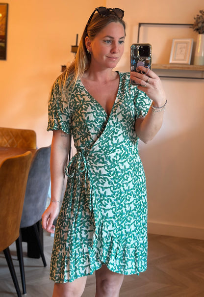 Robe portefeuille imprimé vert neuves T.38