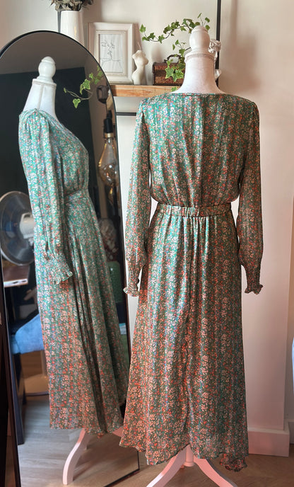 Robe longue à fleurs lurex T.36/38