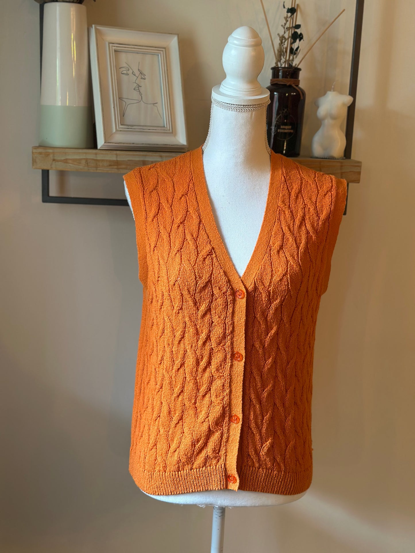 Gilet sans manches torsadé rayures multicolores T.38