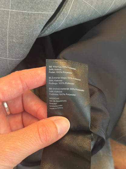 Veste blazer oversize gris à carreaux T.38