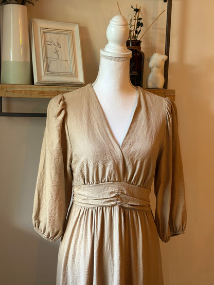 Robe longue beige effet lin Made in Italy T.36/38