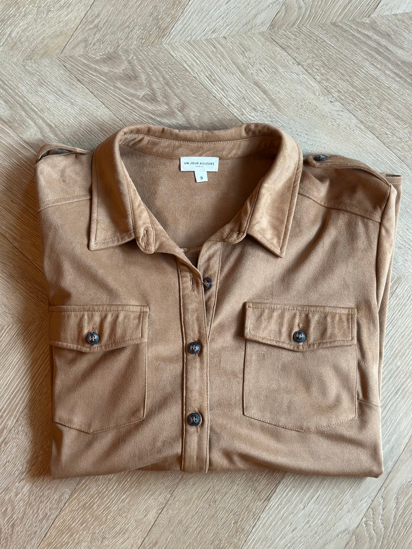 Veste chemise effet daim camel - T.3 (40/42)