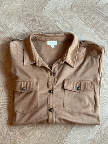 Veste chemise effet daim camel - T.3 (40/42)