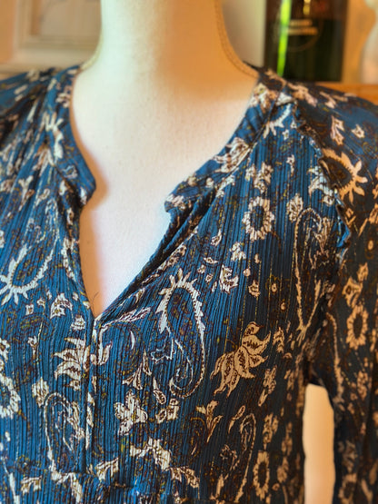 Robe plissée imprimé cachemire lurex T.36