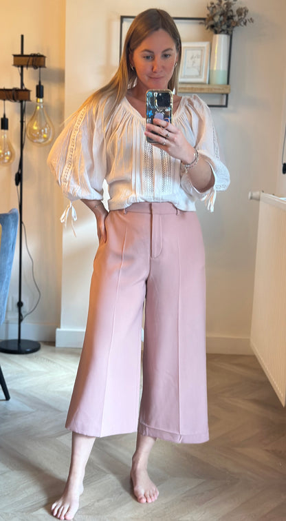 Pantalon large rose poudré T.34