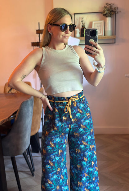 Pantalon fluide large jungle léopard T.36
