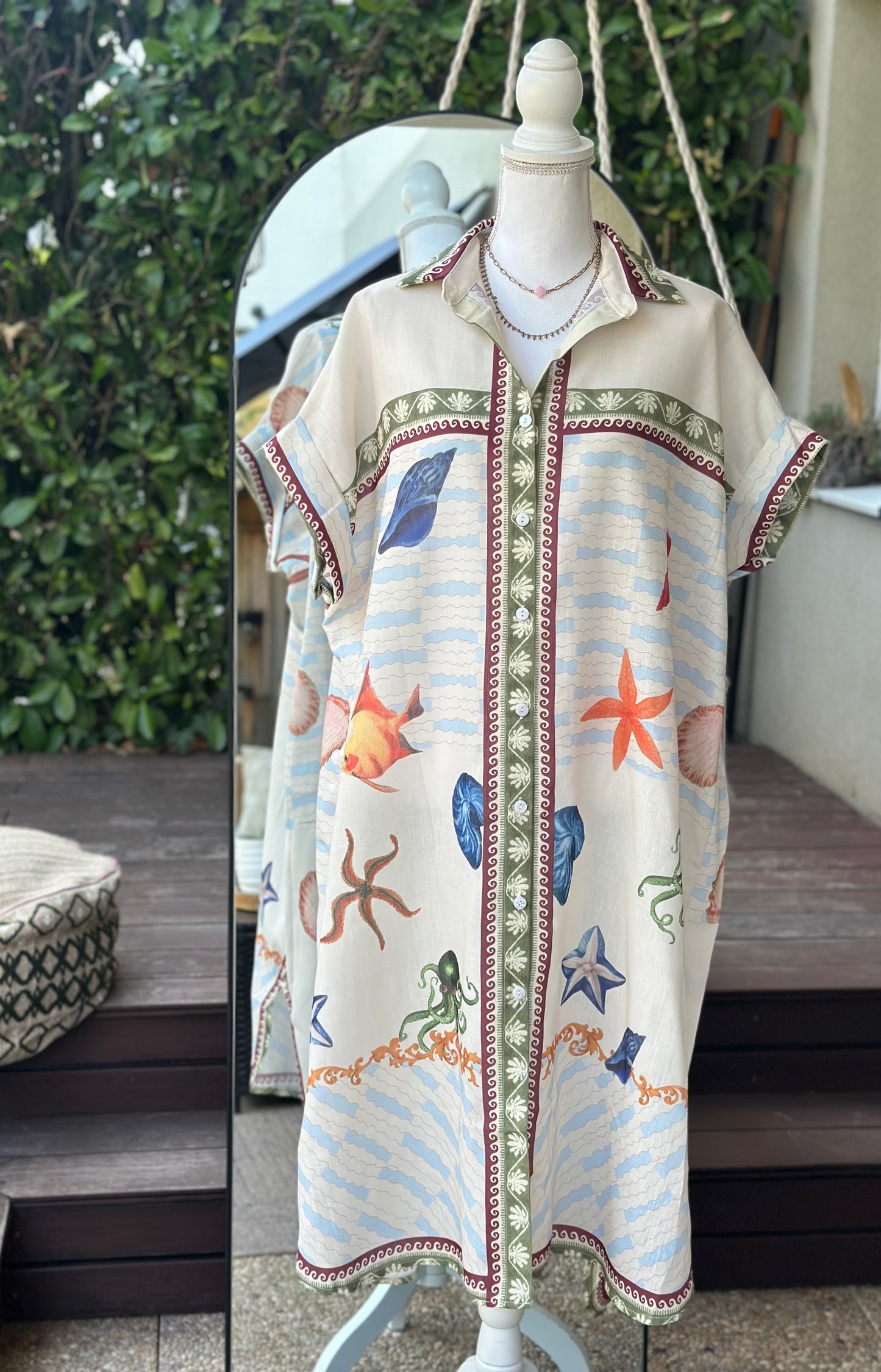 Robe chemise imprimé bord de mer oversize T.U 38 au 52 neuf