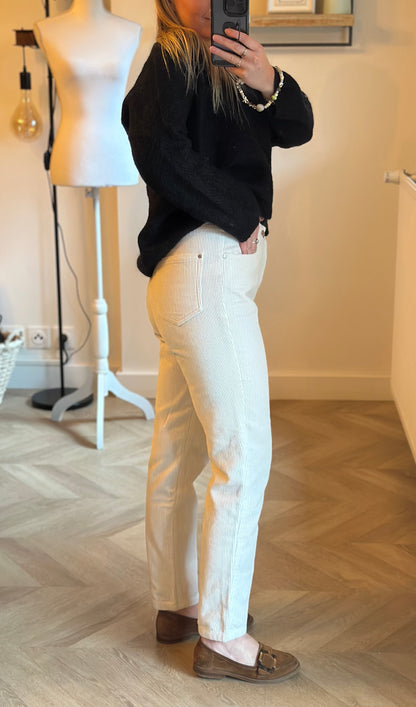 Pantalon droit velours côtelé écru coton T.36