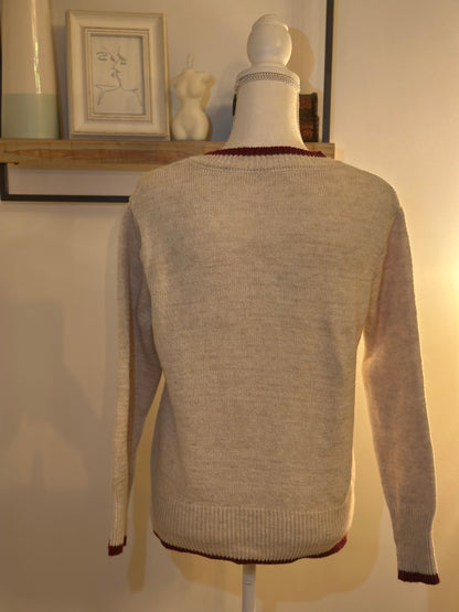 Gilet crème en laine boutons cœur rouges T.36 neuf