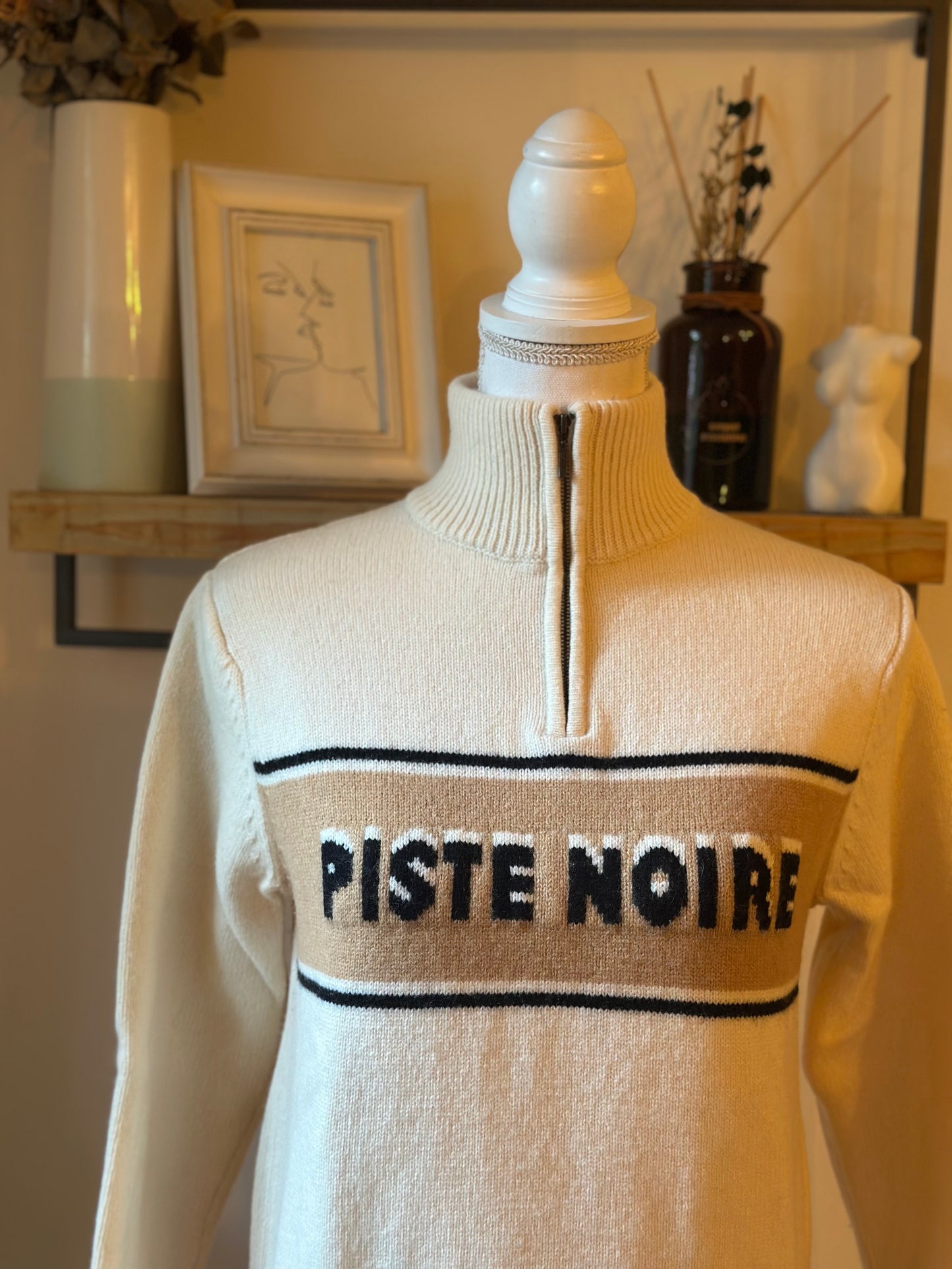 Pull col camionneur laine motif bandes Piste Noire T.34