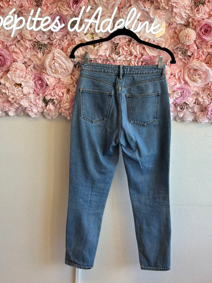 Jean bleu denim coupe mom 3/4, T.34