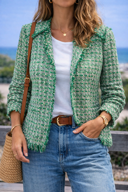 Veste en tweed vert T34