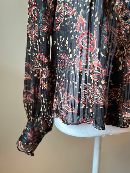 Blouse fluide imprimée noir et rouge T.34
