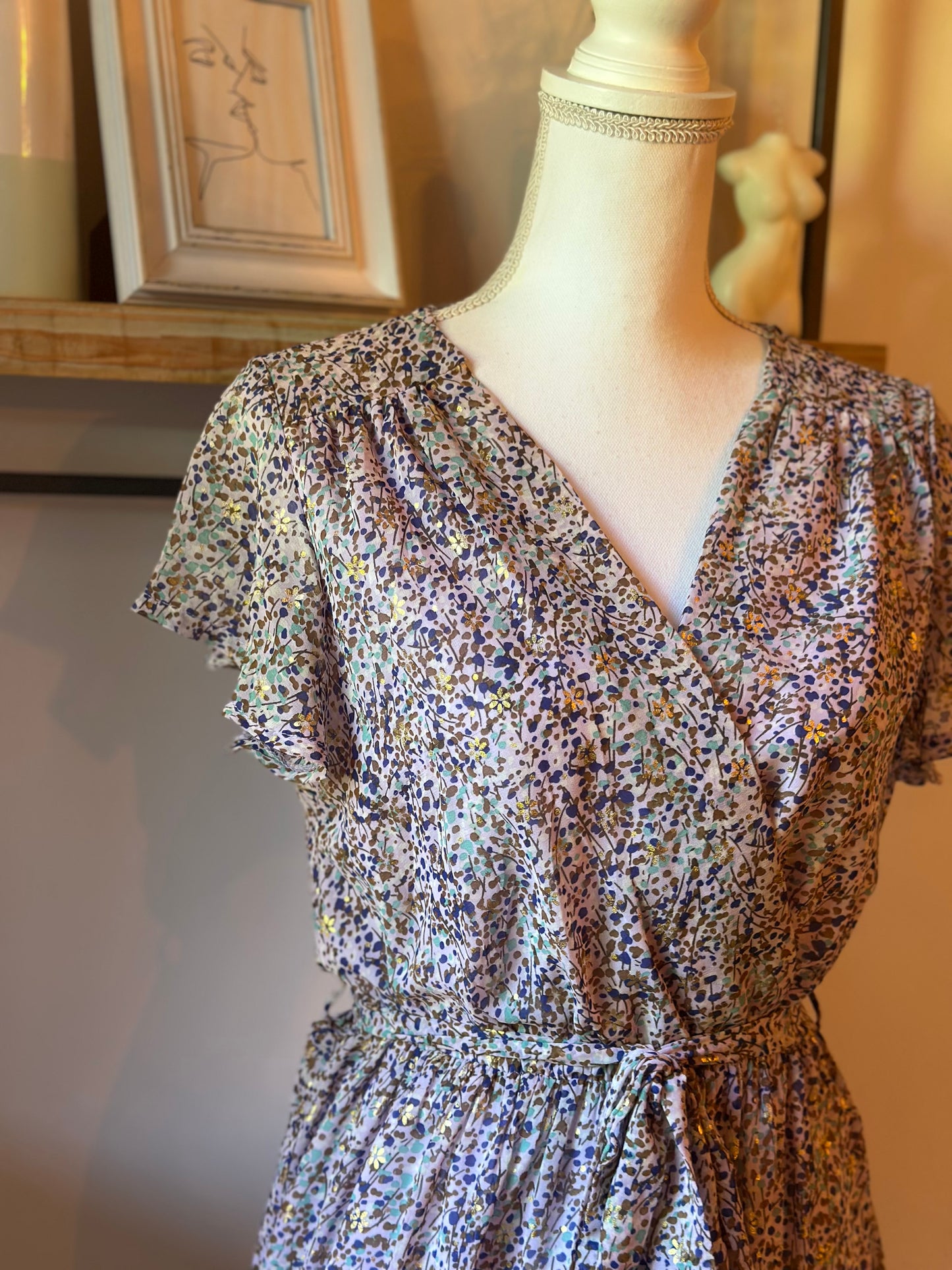 Robe fluide fleurie à col cache-cœur T.38/40
