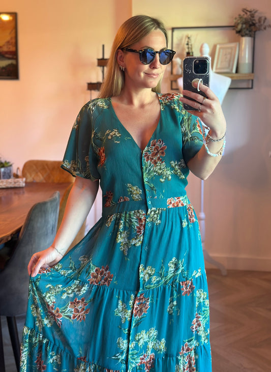 Robe longue fluide imprimé fleuri T.40