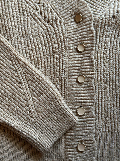 Cardigan beige maille T.40