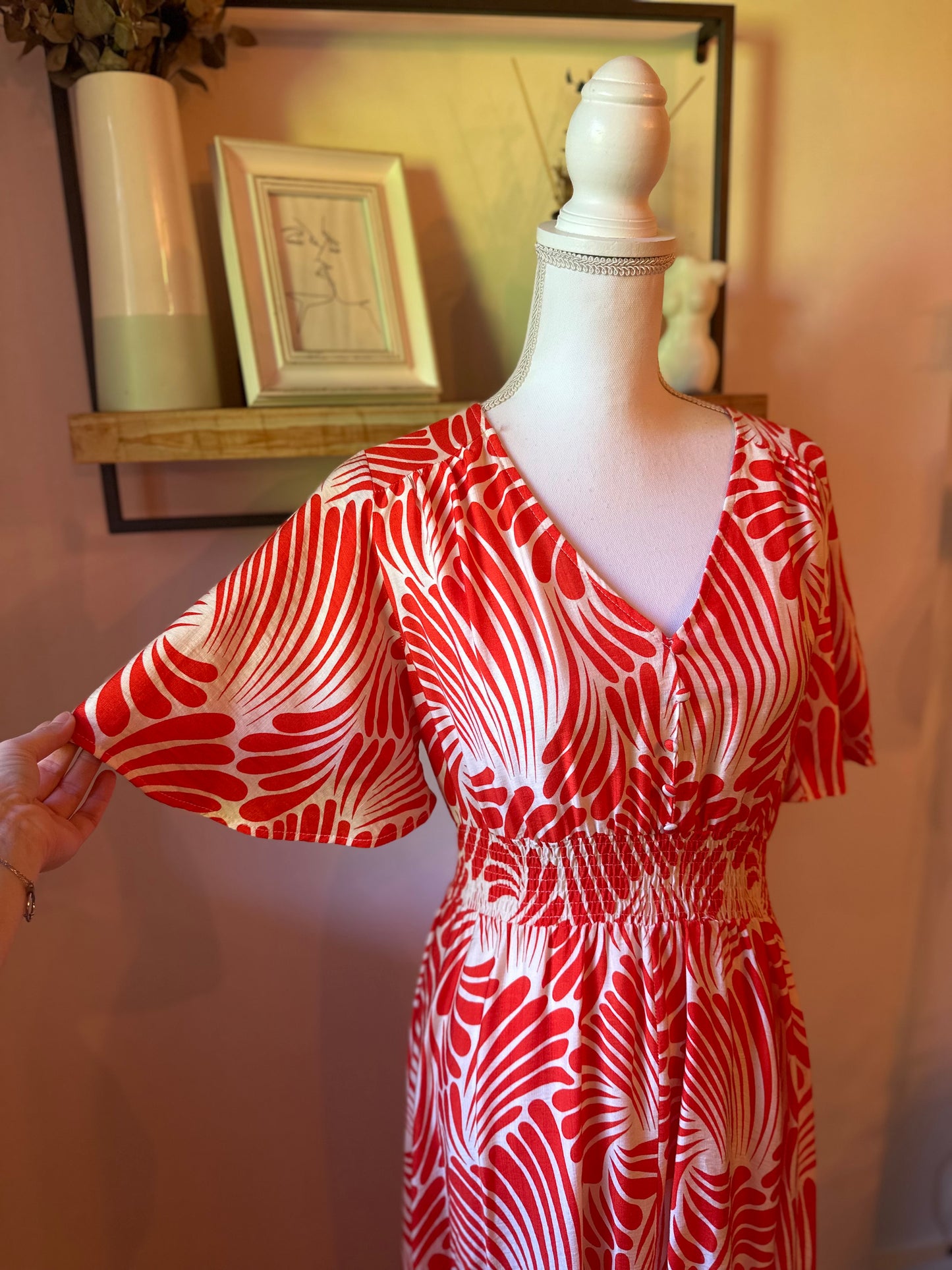 Robe longue imprimé corail T.36/38