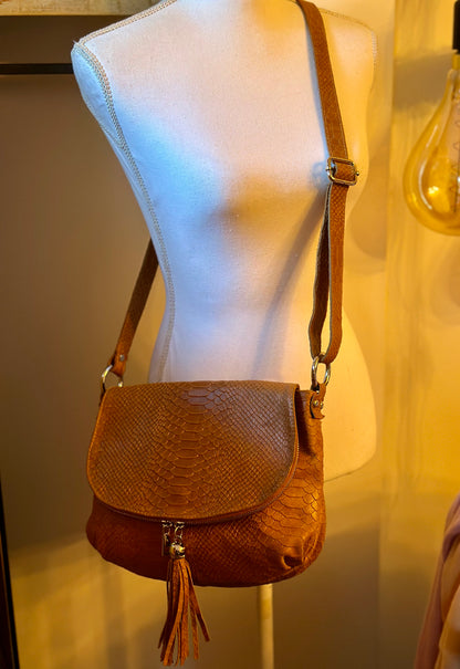 Sac en cuir effet python camel – modèle Elena