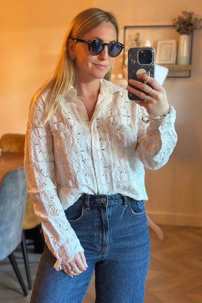 Chemise blanche broderie anglaise T.38