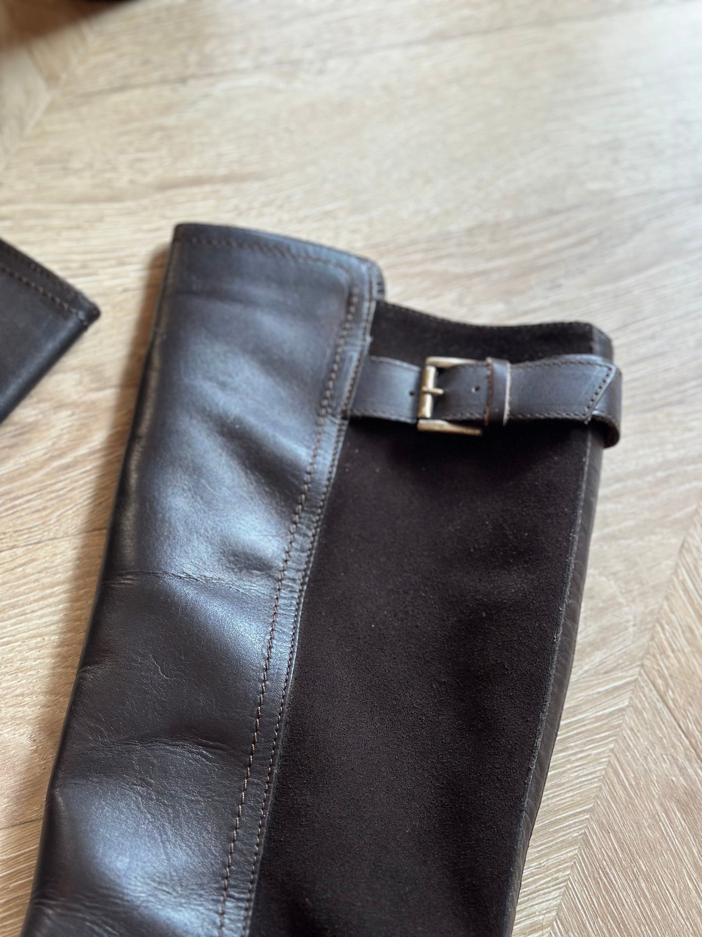 Bottes cavalières bi-matière cuir marron P.37