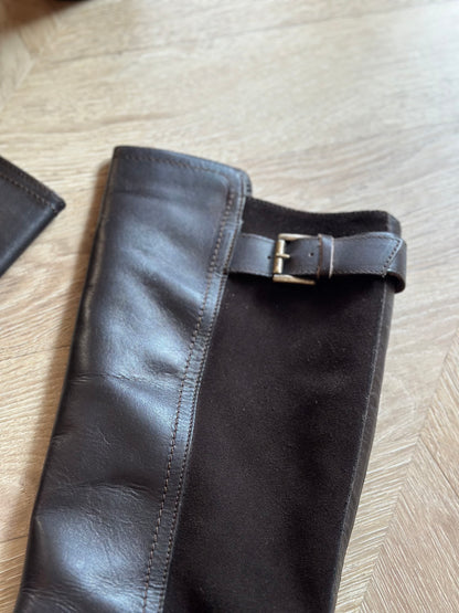 Bottes cavalières bi-matière cuir marron P.37