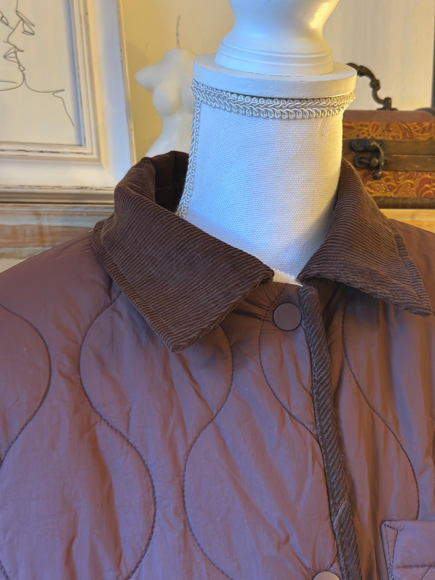 Veste chaude réversible effet moutonné imprimé – modèle réversible T.36