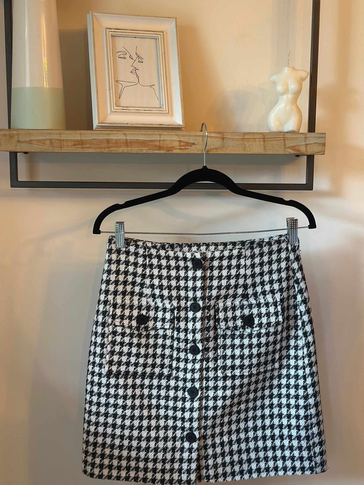 Jupe motifs pied-de-poule T.36