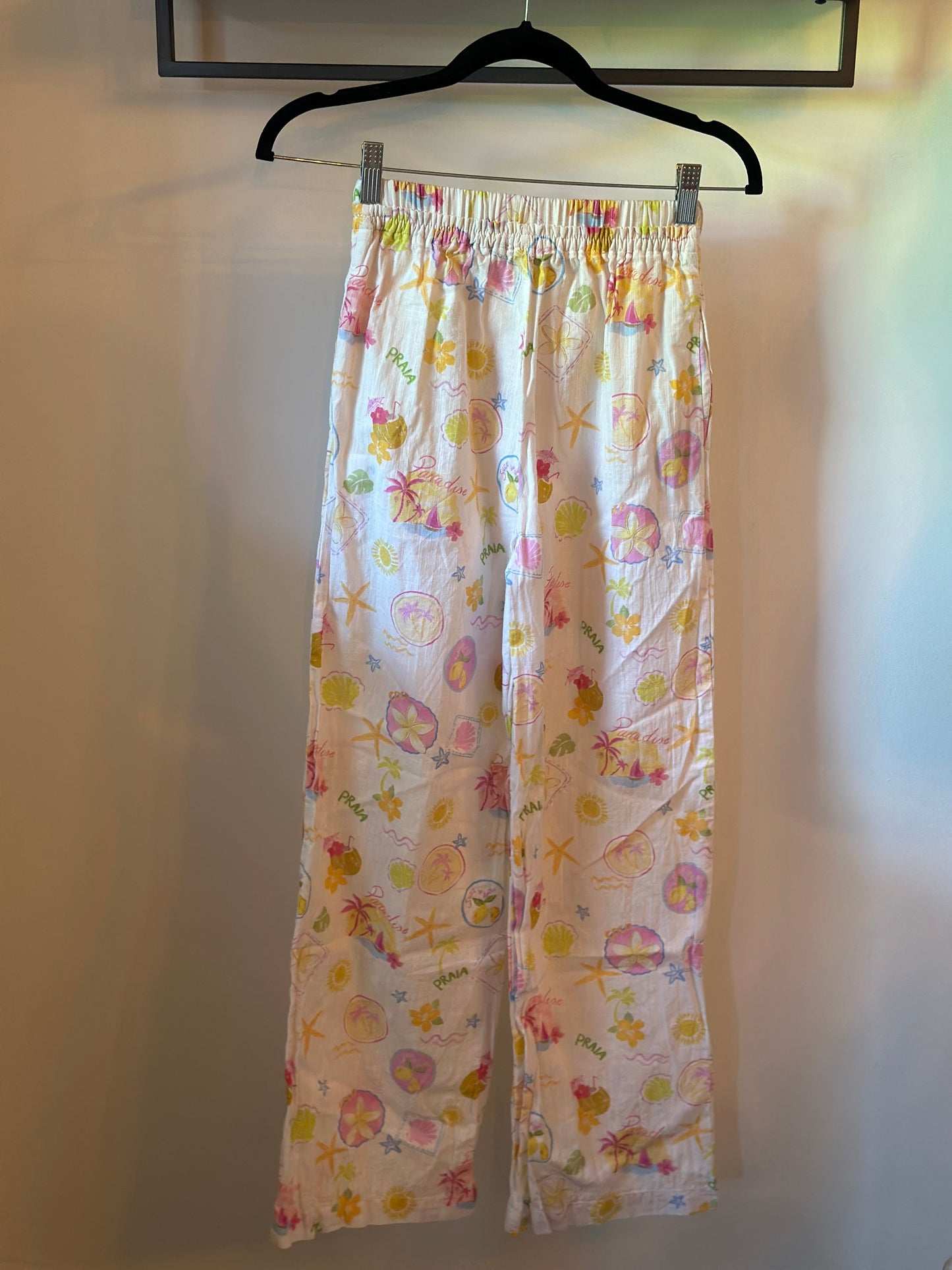 Pantalon jambes larges imprimé tropical – Neuf T.34