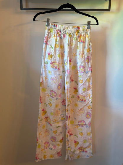 Pantalon jambes larges imprimé tropical – Neuf T.34