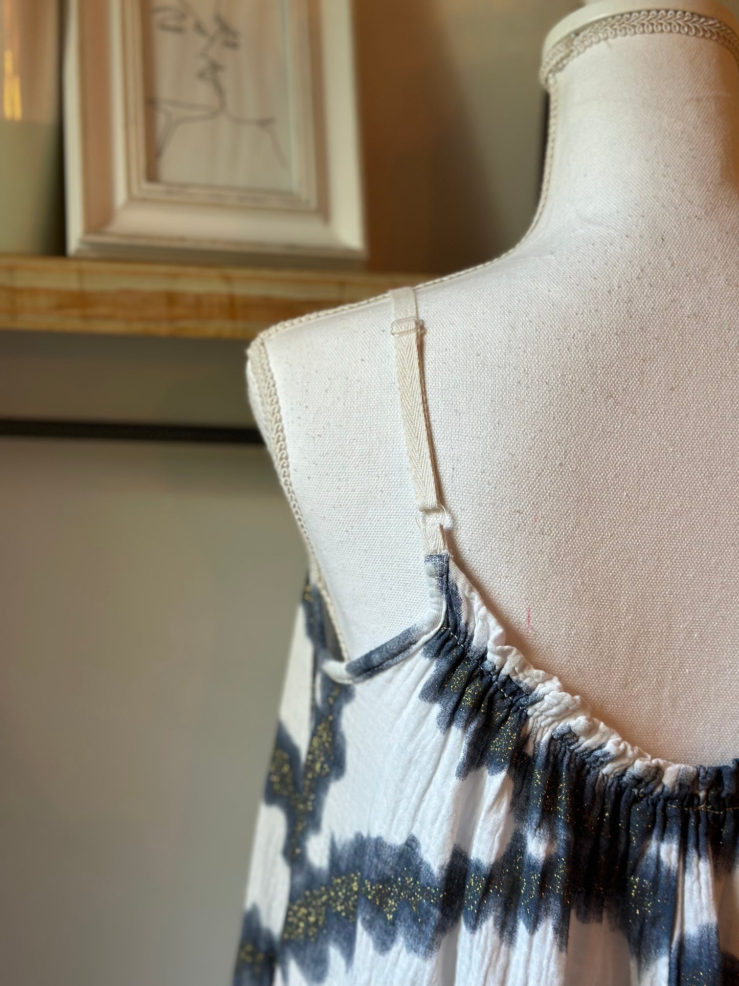 Robe longue imprimé tie and dye en gaze de coton T.U