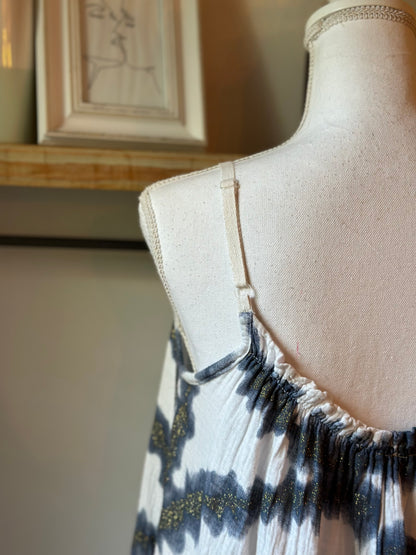 Robe longue imprimé tie and dye en gaze de coton T.U