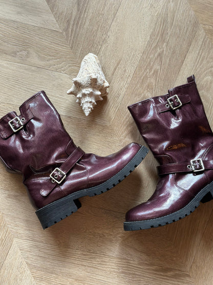 Bottines biker bordeaux P.39