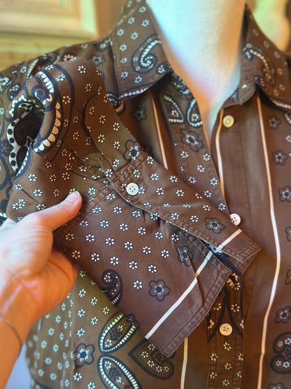Chemise en soie imprimé bandana T.40