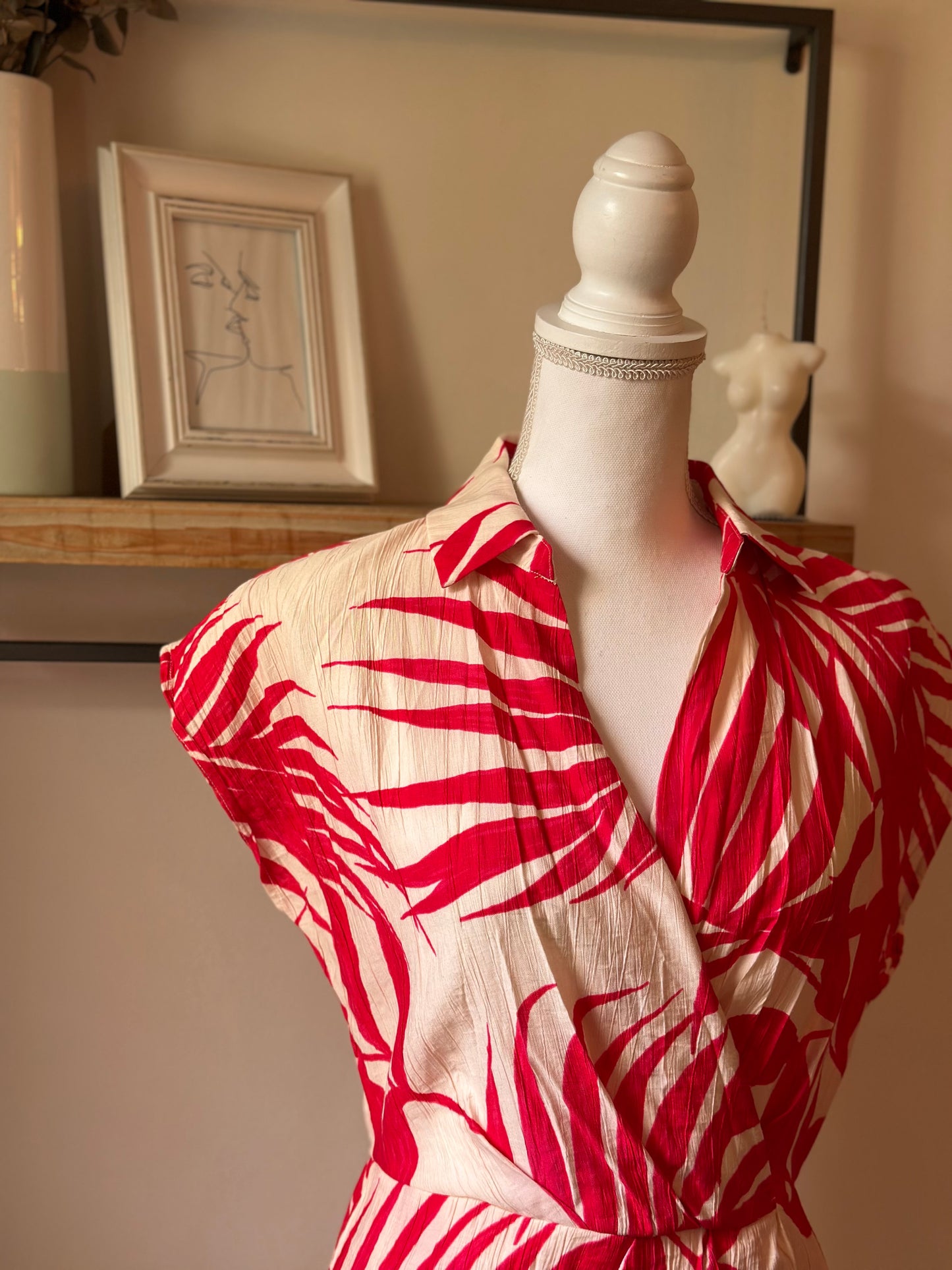 Robe midi fleurie rose T.36