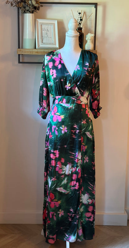 Robe longue fleurie multicolore T.40