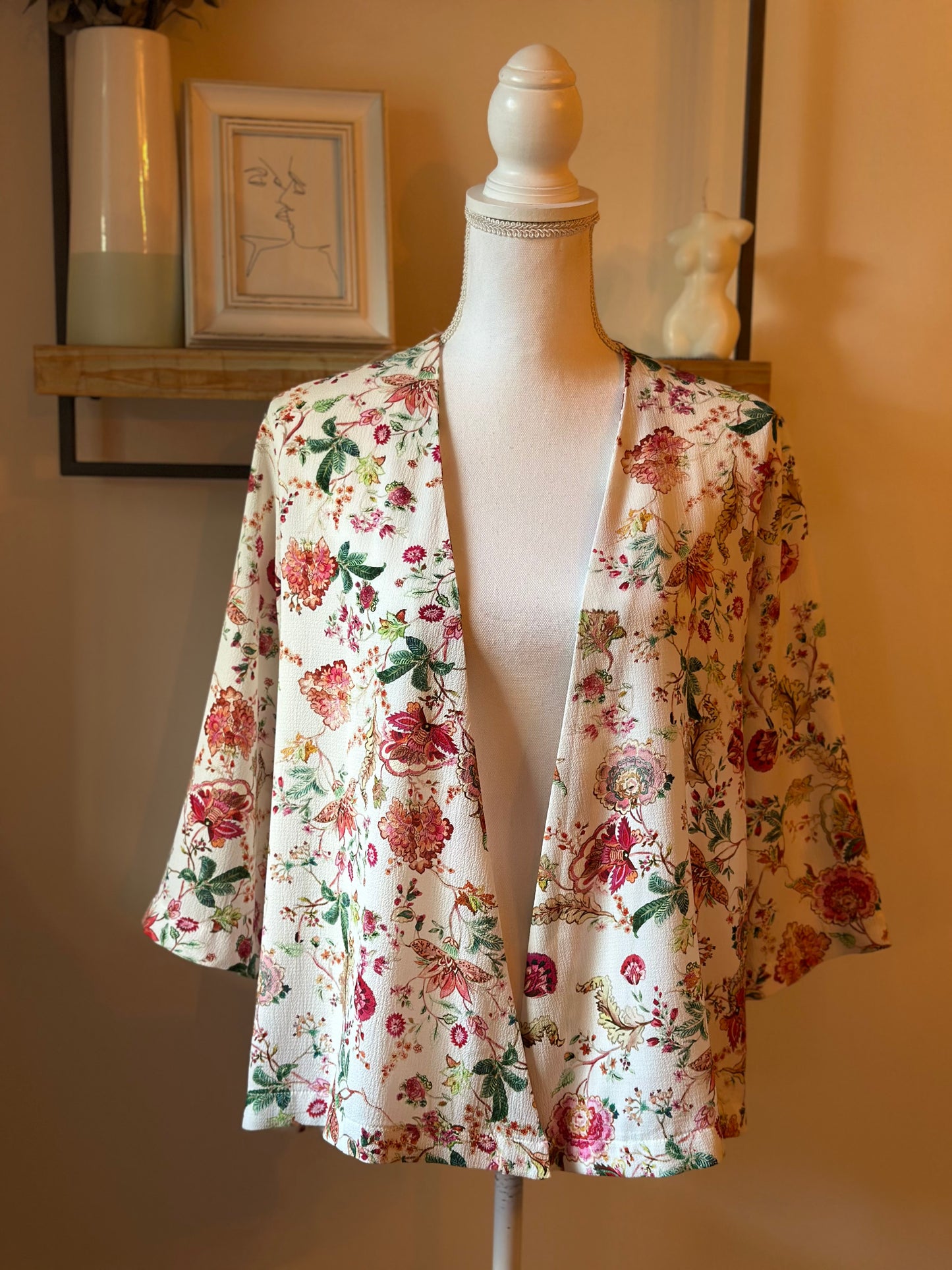 Veste kimono fluide imprimé floral T.40