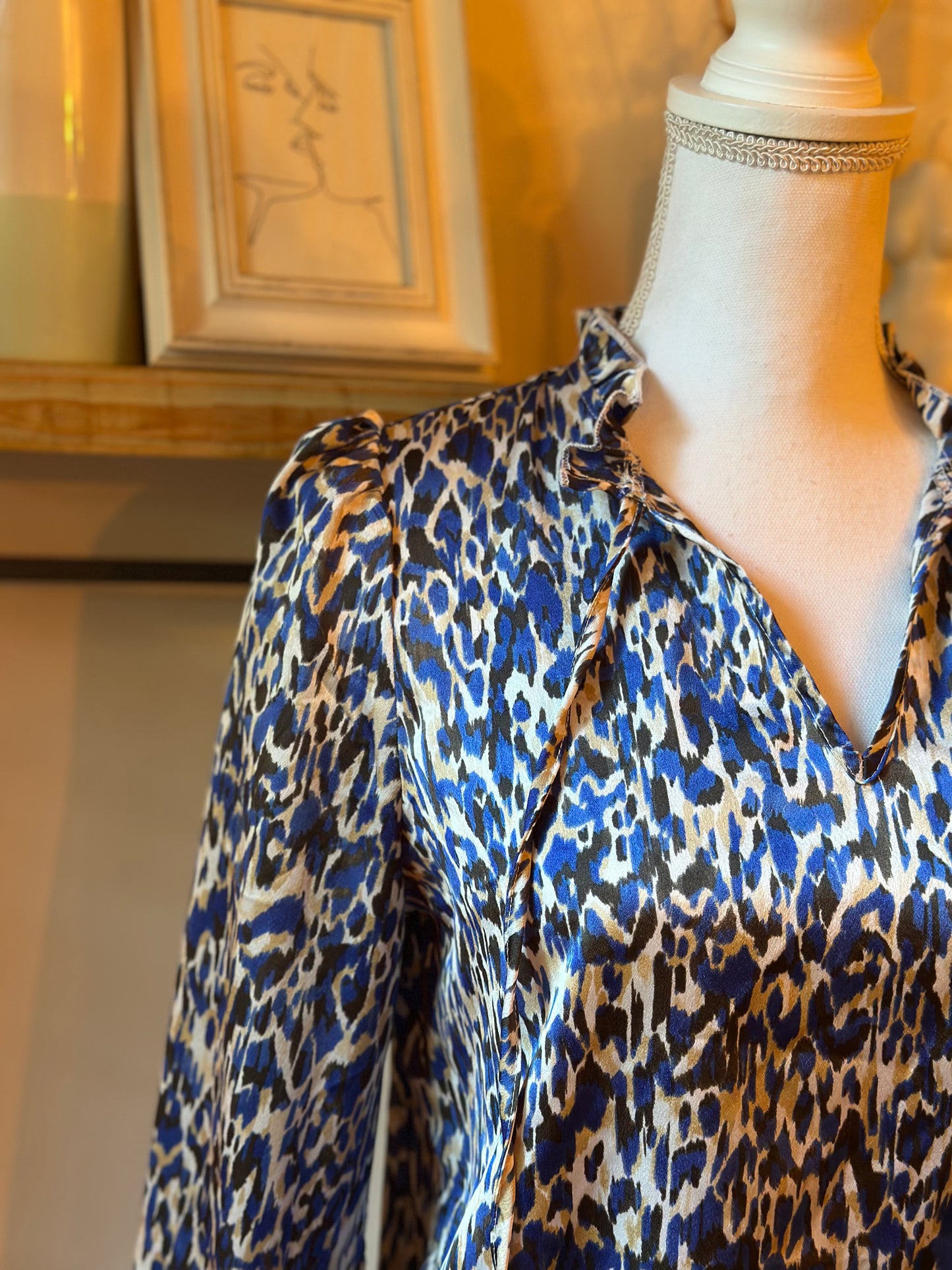 Blouse imprimé léopard bleu T.36/38