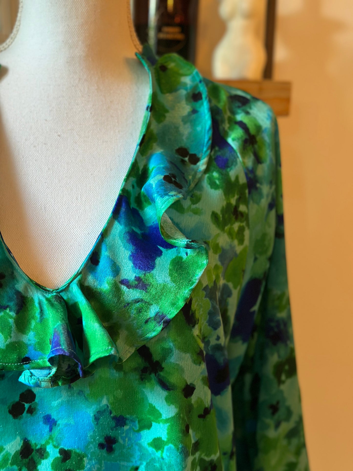 Blouse fluide imprimé fleuri vert T.40