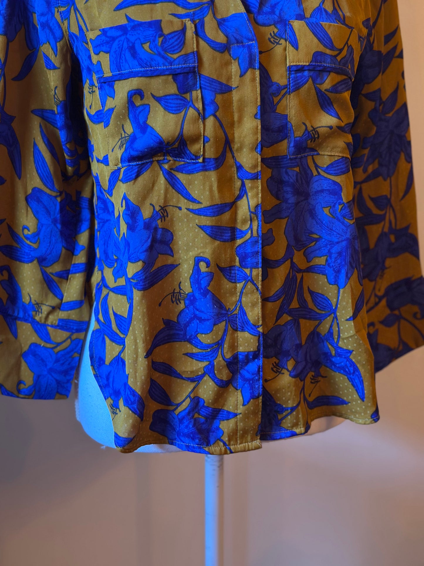 Chemise fluide imprimé floral bleu T.34
