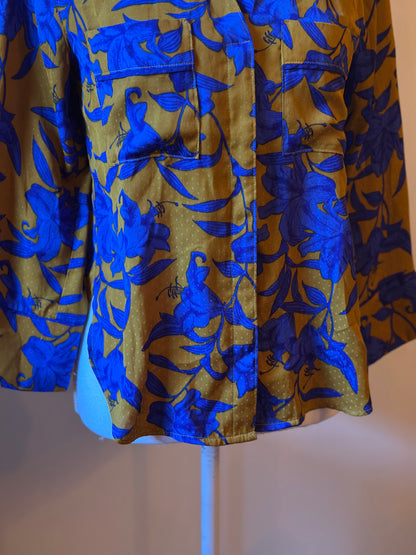 Chemise fluide imprimé floral bleu T.34