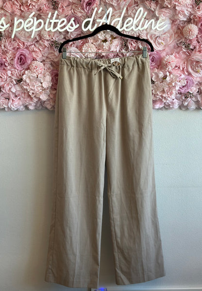 Pantalon « Lazy » beige taille haute coupe ample T.40