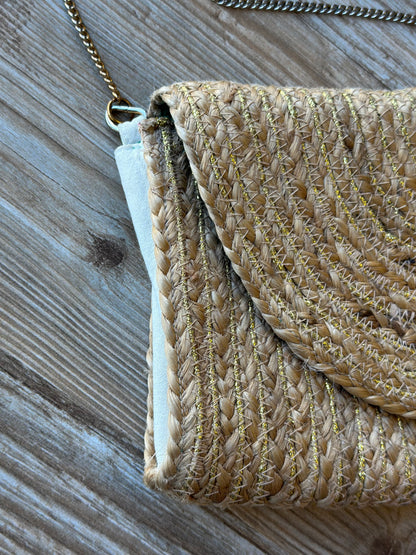 Sac/pochette bandoulière en jute bohème