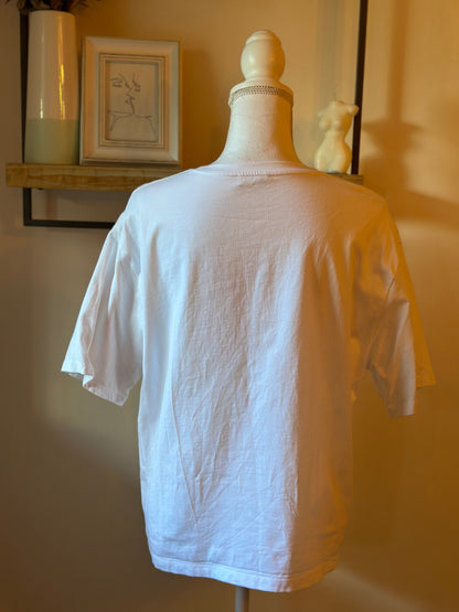 T-shirt manches courtes blanc brodé papillon en coton T.40 oversize