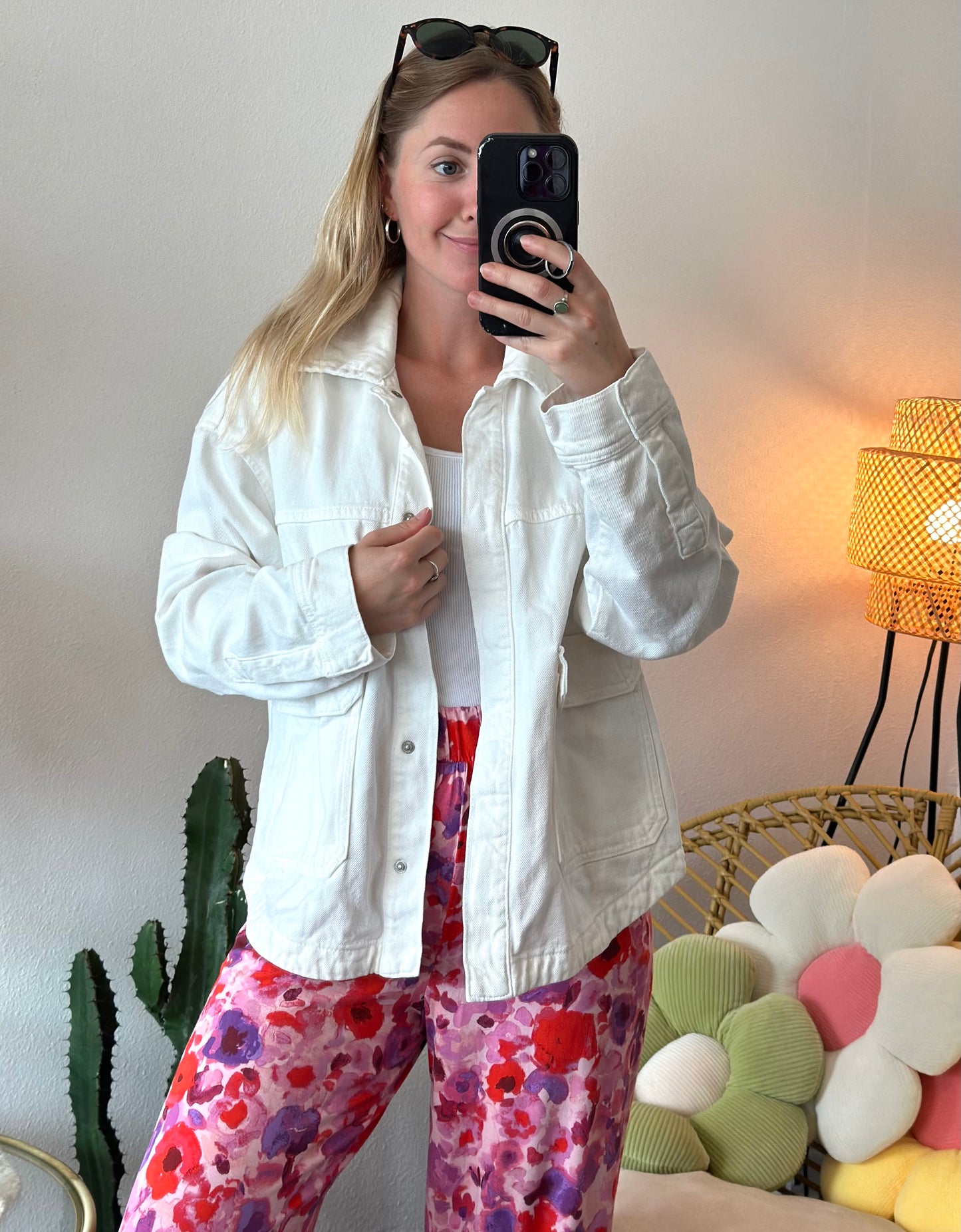 Veste en jean surchemise blanche T.38 oversize