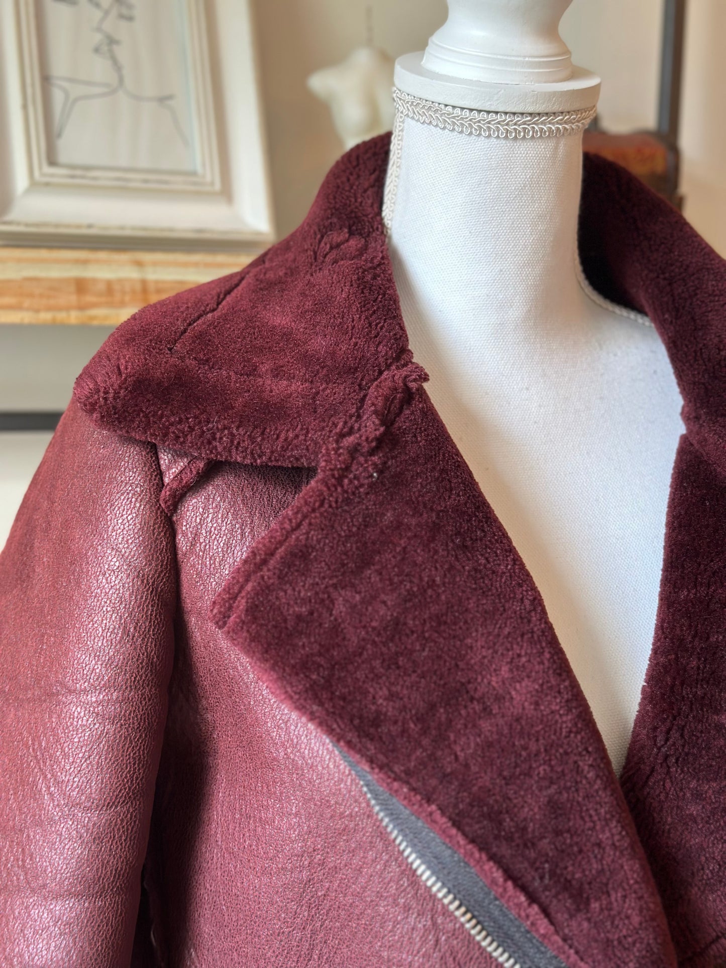 Veste manteau fourrée unie T.38
