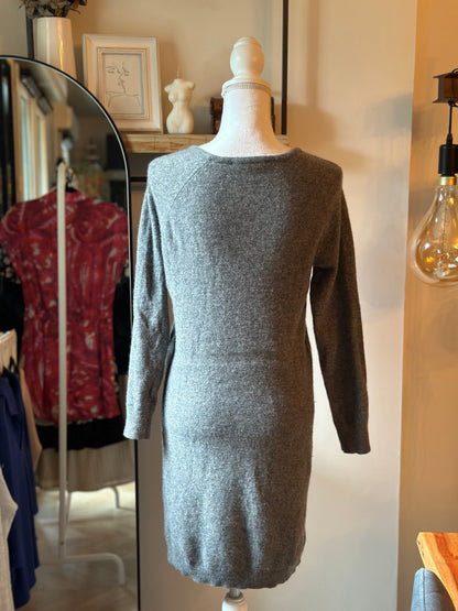 Robe pull gris chiné en mohair & laine T.36