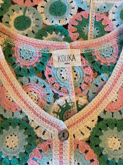 Gilet débardeur en crochet pastel T.36