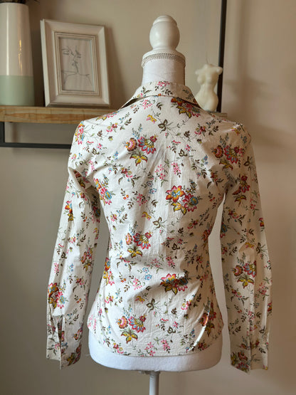 Chemise imprimé fleuri en coton T.34